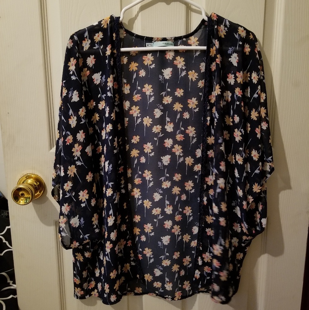 Navy and Floral Kimono